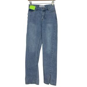 Ann Andelman Asymmetric Jeans Twisted Leg Split Seams Size 25 X 30 Funky